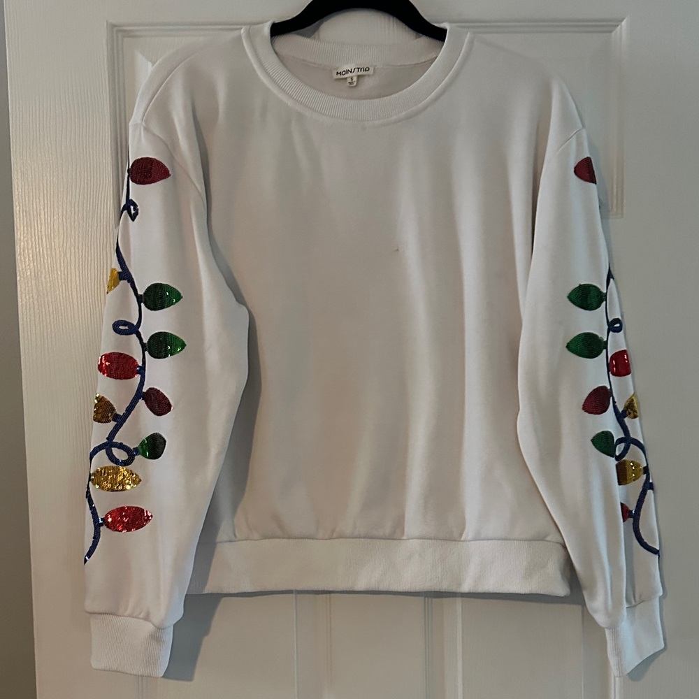 White Holiday Sweatshirt and matching shorts with Colorful Lights